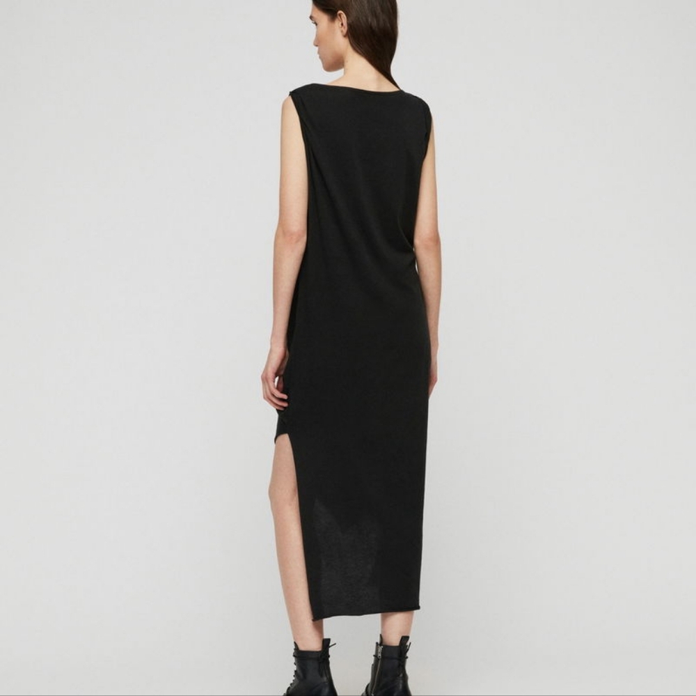 Allsaints Riviera Flora Gathered Dress -‎ Black Size M - Picture 3 of 8